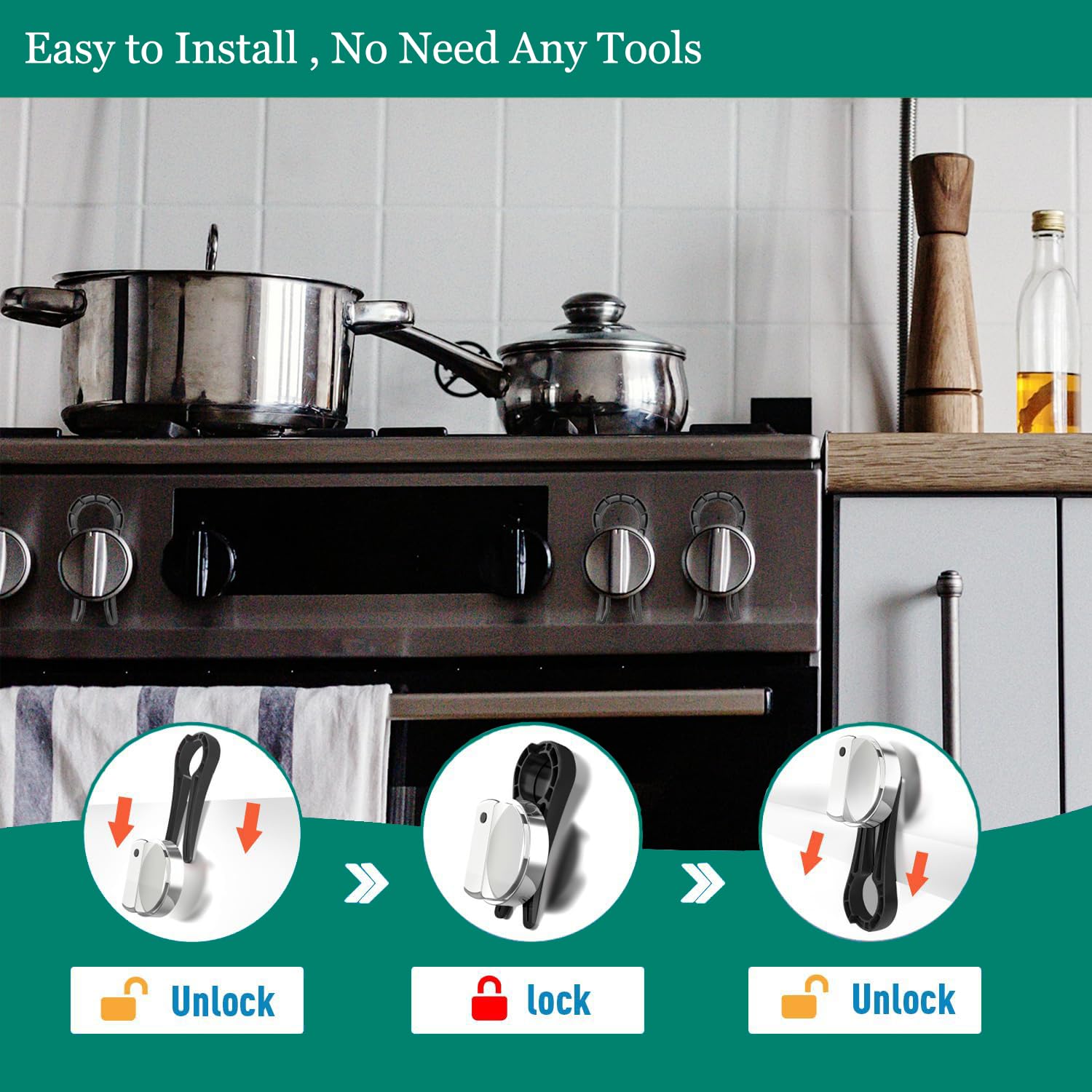 Stove Knob Safety Covers, Gas Stove Knob Locks 5-Pack, Oven Knob Covers for Child Safety and Proof (Black 5PCS)