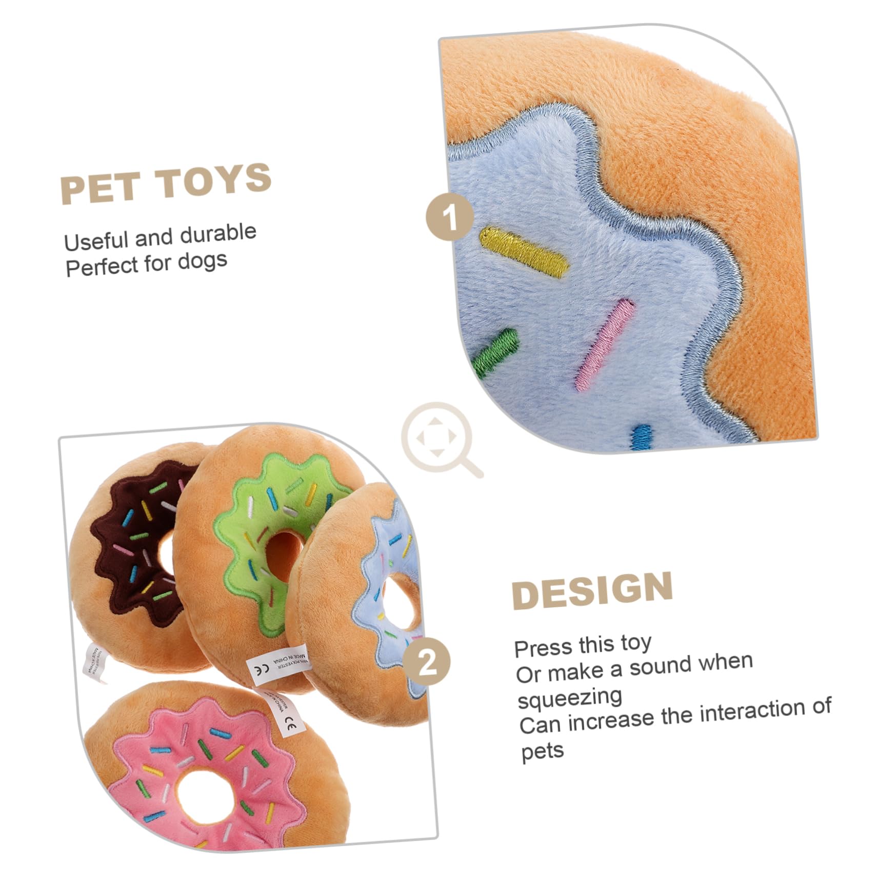 ifundom 4 Giocattoli per Donut Peluche con Suono Morbidi e Resistenti per Stimolare e Lintrattenimento Dei
