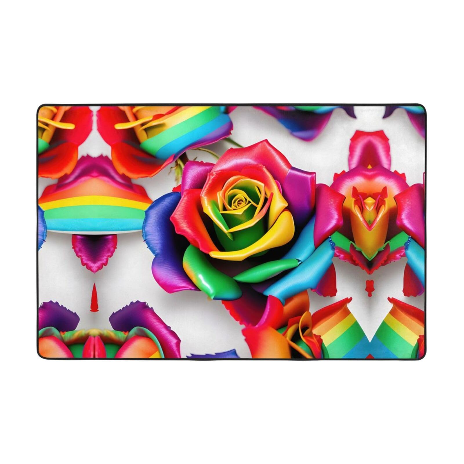 Tapis doux pour chambre enfant et grand tapis imprimé rose arc-en-ciel