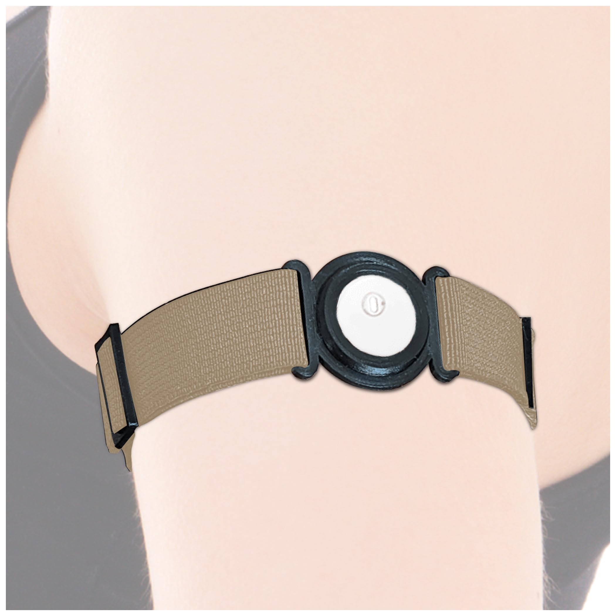 DiaBrothers Freestyle Libre 3 - Correa de fijación con Correa Ajustable - Soporte: Negro - Pulsera: Beige - Tamaño: M (25-35 cm)