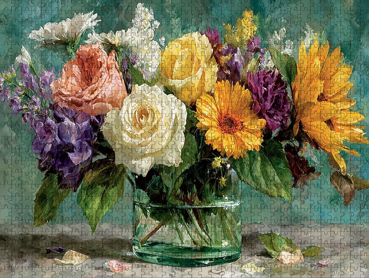 Drewniany wazon Puzzle 5000 sztuk dla dorosłych z kompaktowym pudełkiem 156 x 105 cm, wyzwanie puzzle, DIY kreatywne gry logiczne dla mężczyzn kobiet, dekoracja lato prezent, 8-2756