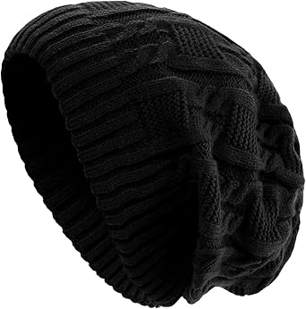 Surblue Unisex Trendy Beanie Warm Oversized Chunky Cable Knit Slouchy Woolen Hat