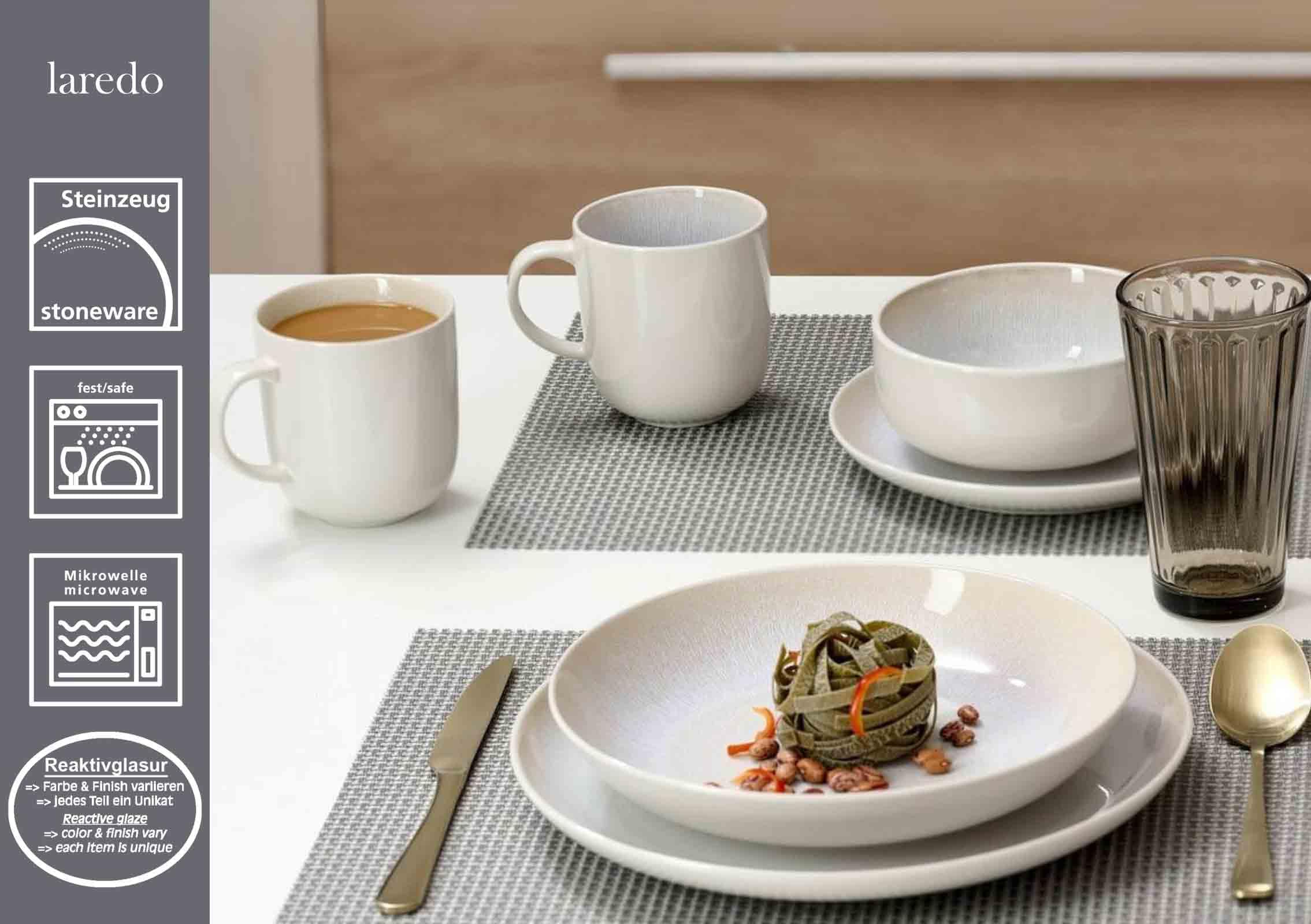 Ritzenhoff & Breker Laredo Espressotassen mit Untertassen 6er Set, 90 ml, Tassen-Untertassen-Set für 6 Personen, Skandinavisches Design mit Reaktivglasur, Steinzeug, Beige