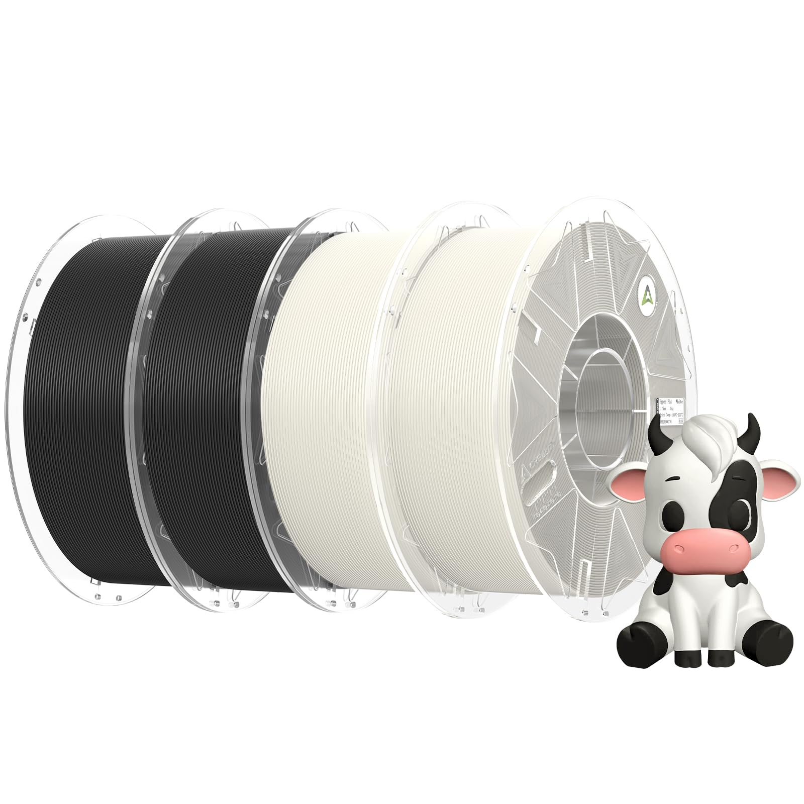 Creality Filamento ufficiale Hyper PLA bianco + nero 4KG, filamento RFID per stampa ad alta velocità, resistente, liscio, prestazioni di sporgenza +/-0,03 mm, 4 rotoli