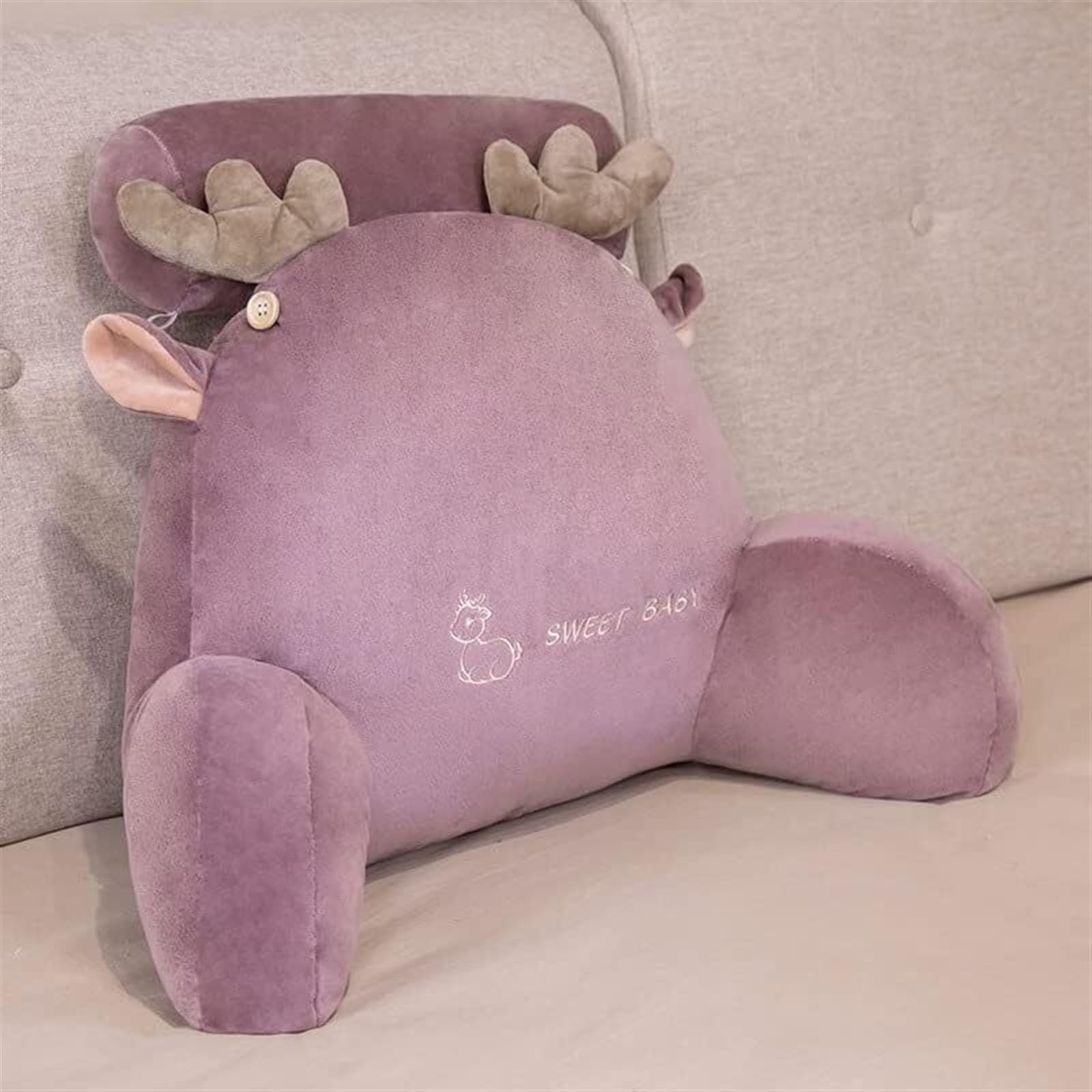 ZXGRfdefa reading pillow, Back Support Comfortable Backrest Cushion for Relax Arm and Lumbar Fluffy Bedrest(Purple,60 * 35cm)