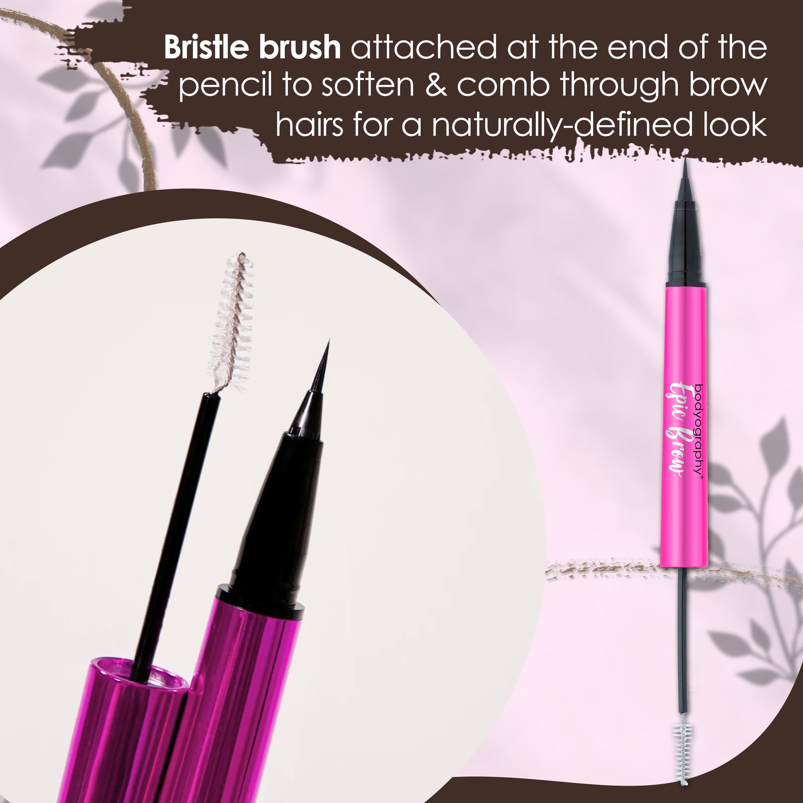 Epic Brow - Brown by Bodyography for Women - 2 Pc 0.07oz Clear Brow Gel, 0.01oz Eyebrow Liquid, Cranberry, 2.3 ml (Pack of 1) - Image 4