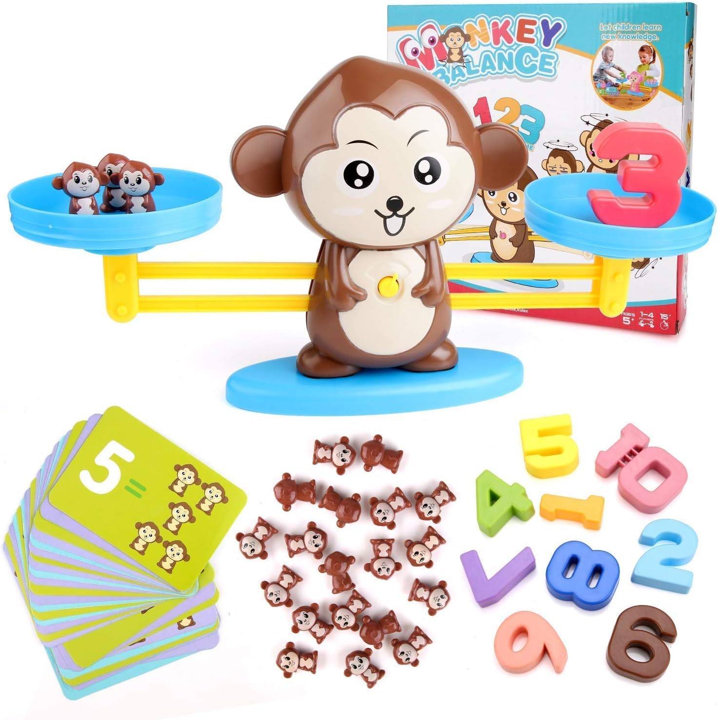 Montchi Monkey Balance Math Game,Monkey Weighing Scale Montessori Educational Stem Counting Toys For 3 4 5 Years Old Age