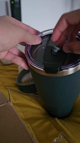 BJPKPK Bicchiere con manico e coperchio con cannuccia, da 590