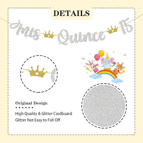 Miniatura 3 de WeBenison Cartel de membrillo Mis 15 / Cartel de cumpleaños de 15 años/cartel de Mis Quince años/suministros de decoración de fiesta de cumpleaños
