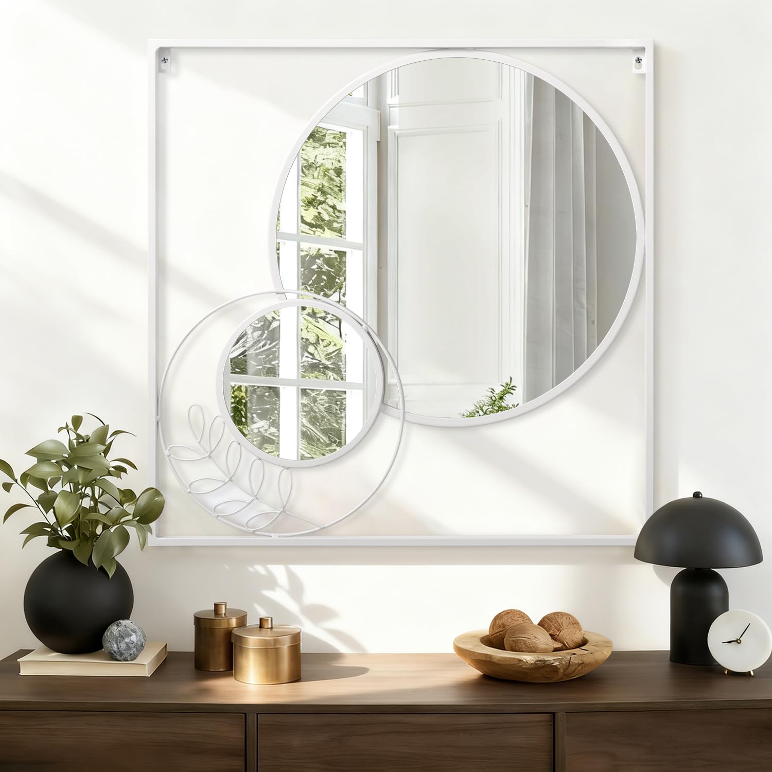 Miroir rond blanc pour salle de bain moderne et élégante