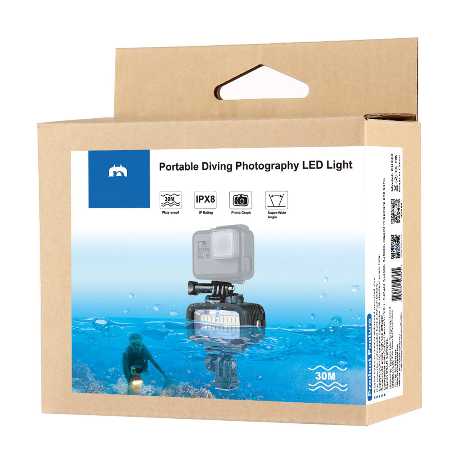 Luce subacquea IPX8 impermeabile LED Video Light per Hero 5/4/3+/3/2/1 Action Camera, 20 LED 40m Luci subacquee con Hot Shoe Mount per Canon per fotocamere DSLR Sony
