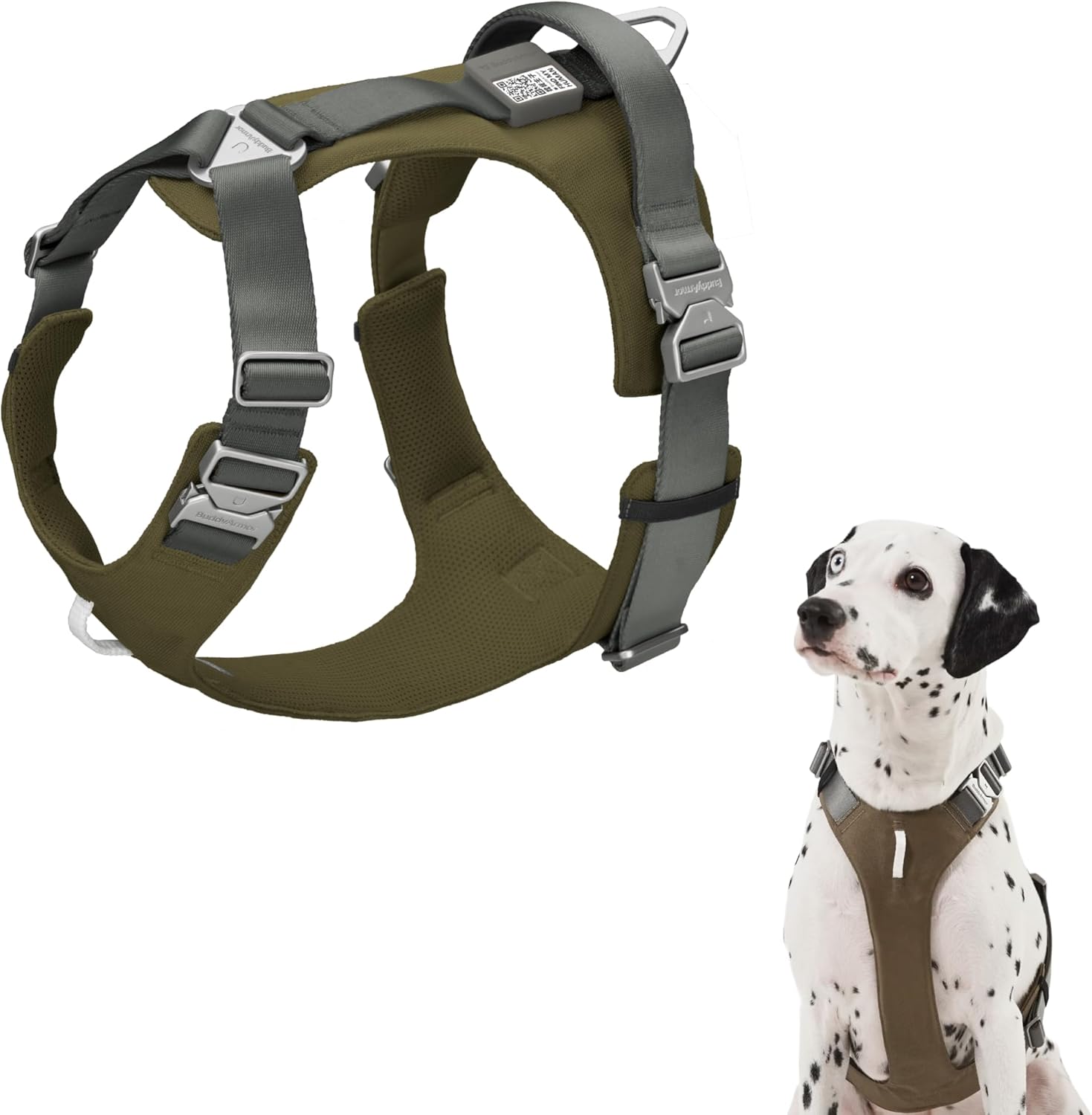 Dog Harness Heavy Duty No Pull Dog Harness with Handle, QR Code Anti-Loss Alloy Buckle Adjustable Nylon Dog Vest Tactical Harness for Medium Large Dogs Walking Training (Space Gray, M)