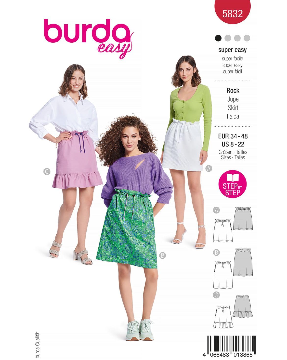 Burda Schnittmuster Rock Damen 5832 Produktbeschreibung