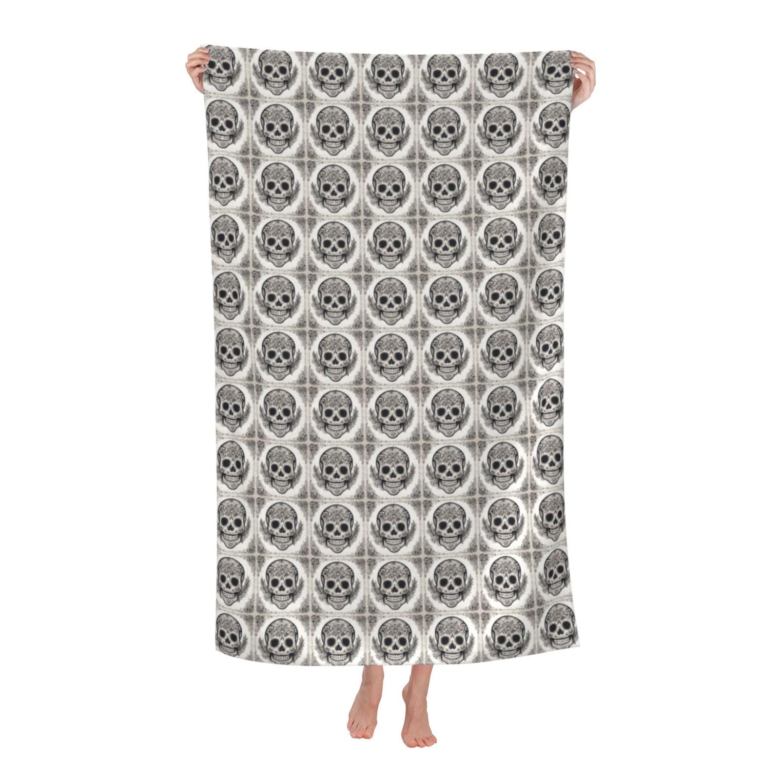 Toalla de playa cómoda y compacta de calavera mexicana unisex