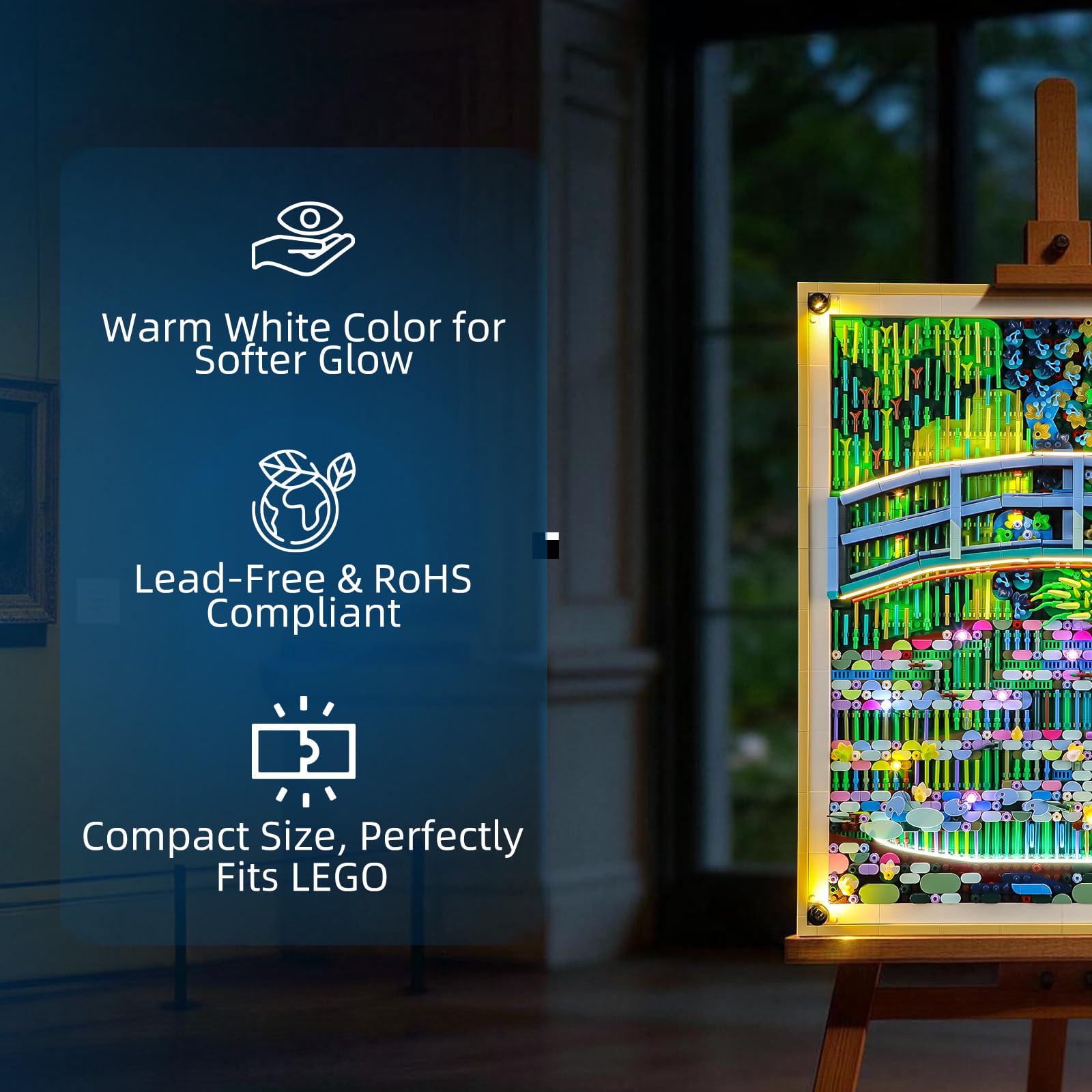 YEABRICKS Światło LED do Lego-31220 Art Claude Monet – most nad stawem z lilią wodną model (zestaw klocków nie wchodzi w zakres dostawy)