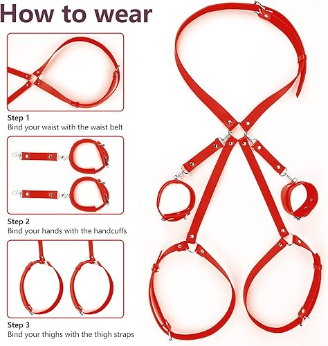 Miniatura 2 de Esposas sexuales, correa para el muslo, sujeción de servidumbre, muñeca, muslo, pierna, liguero, arnés BDSM para adultos, juegos SM, mujeres,