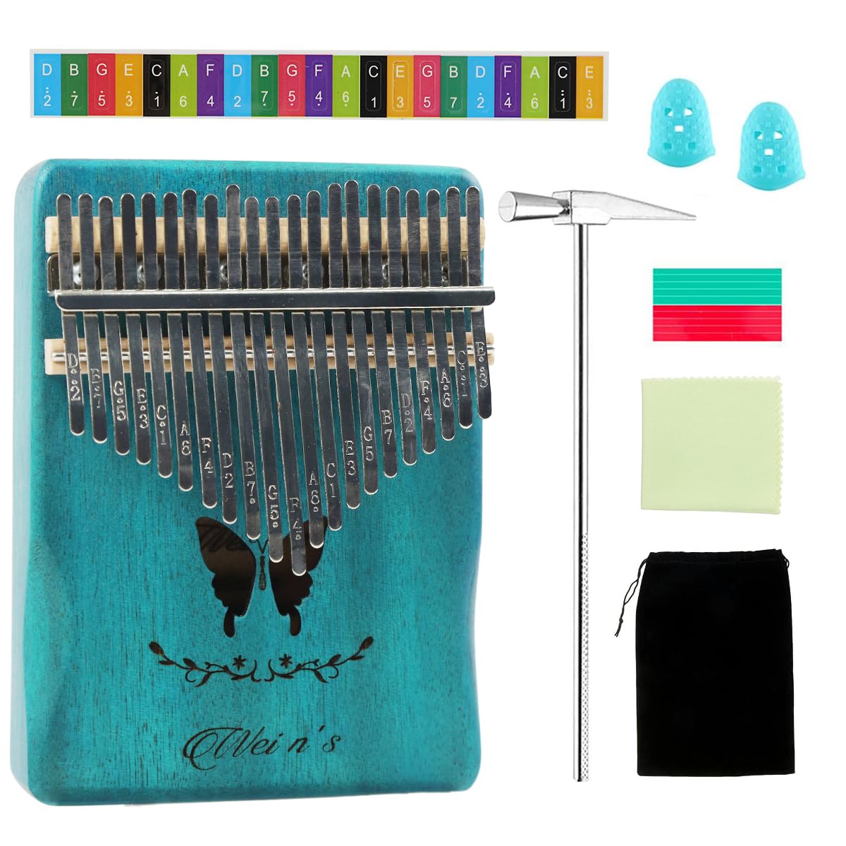 ELEPHANTBOAT� Kalimba 21 Keys Kalimba Thumb Piano Kalimba Musical Instruments Thumb Piano with Note Sticker, Tune Hammer, Carry Bag, Gift Kalimba Musical Instruments for Kids Adults Christmas Gifts