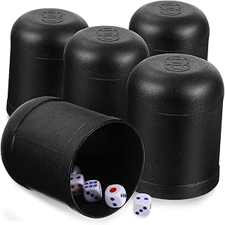 SAFIGLE 5 Conjuntos De Copo De Dados Mini Dados Dados De Pôquer Dados Pretos Mini Copo De Dados Copo De Dados Para Dados De Barra Copo Agitador De Dados Conjunto De Dados Com Copo