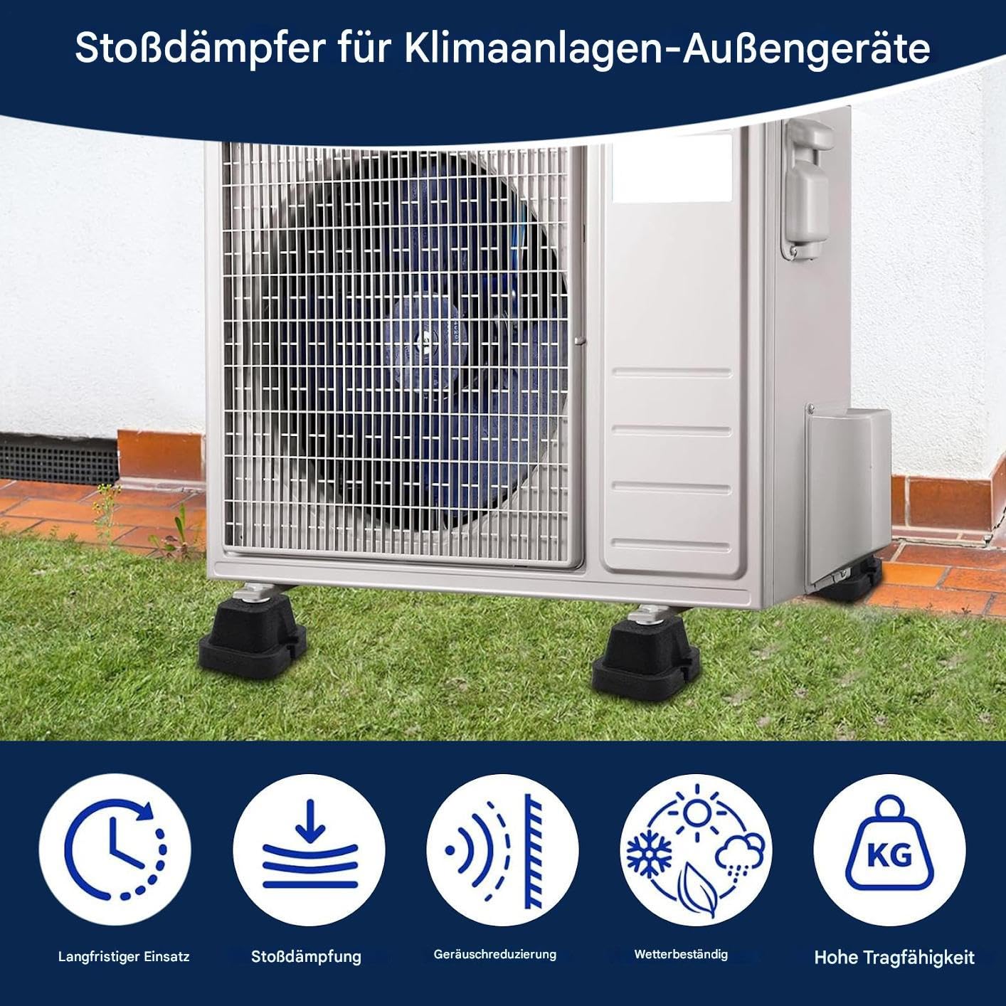Podkładki Antywibracyjne Wytrzymały izolator, uchwyt montażowy | 4 gumowe podstawy tłumiące do konsoli podłogowej do mini klimatyzatorów split, systemów pomp ciepła, skraplaczy HVAC,