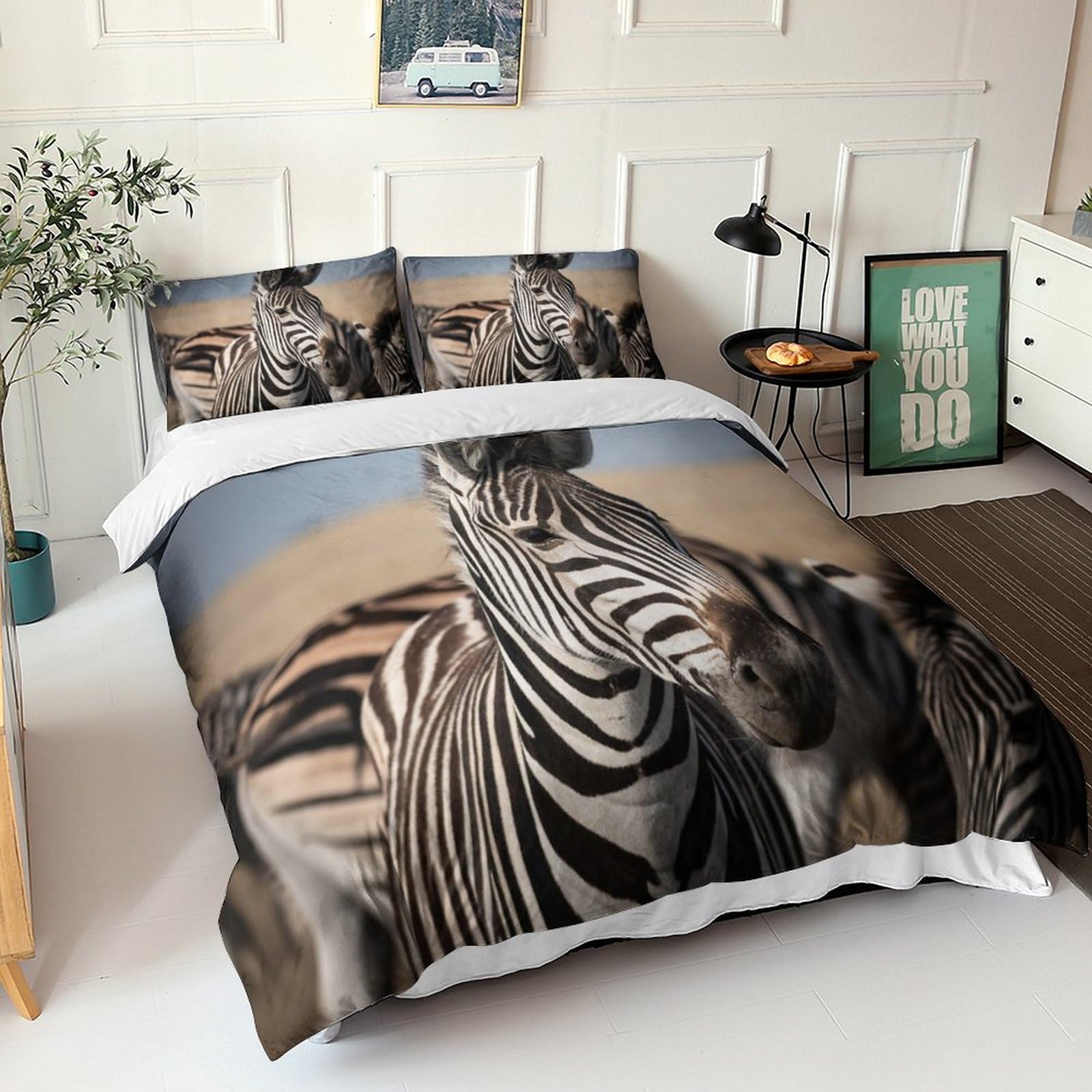 Parure de lit zèbre 3D : finis les plis et la couette qui glisse avec la fermeture éclair