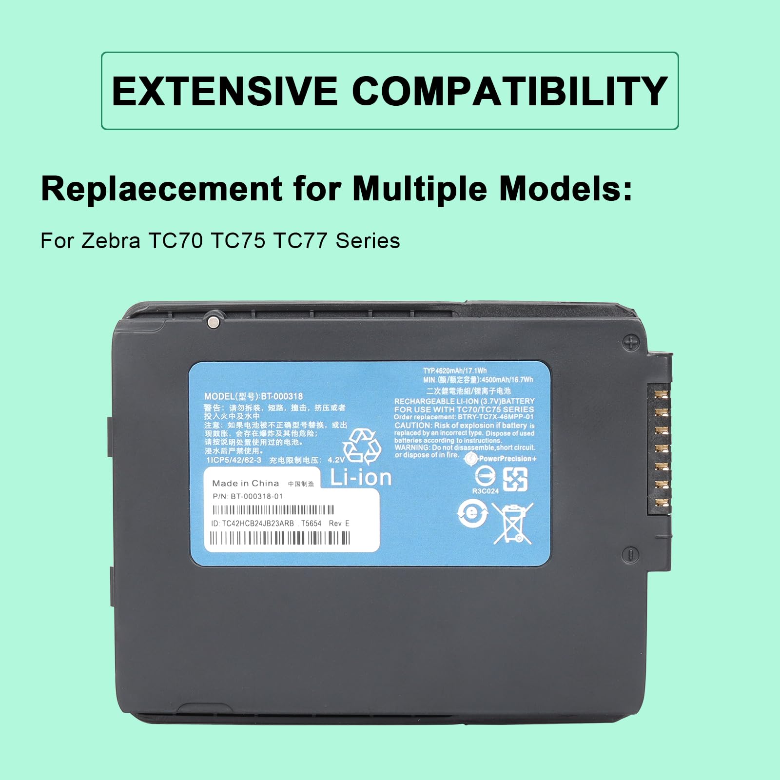 Batteria Originale Zebra Batteria Originale Per Terminale Zebra TC70, TC75, TC7X Serie - BT-000318, 4620mAh, 4.2V Batteria Zebra - Foto 12