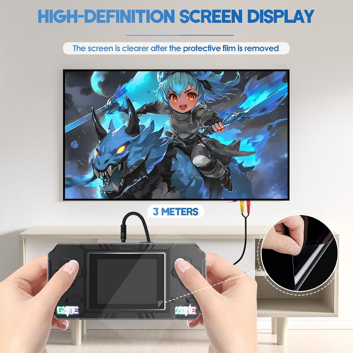 JKV Handheld Game Consoles - 520 Retro Classic Video Games, 1020mAh Rechargeable Battery 2.8" HD Screen, Portable Travel Games Mini Arcade Pocket Player, Support TV, Present for Kids & Adults (Black)