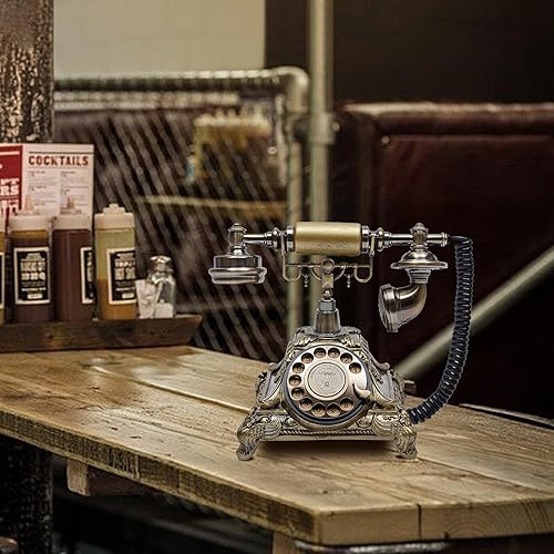 Vista 6 de Sangyn Antique Phone European Style Vintage Telephone Retro Landline Telephones Decor Old Fashioned Phones for Home Office Hotel Decoration bronce