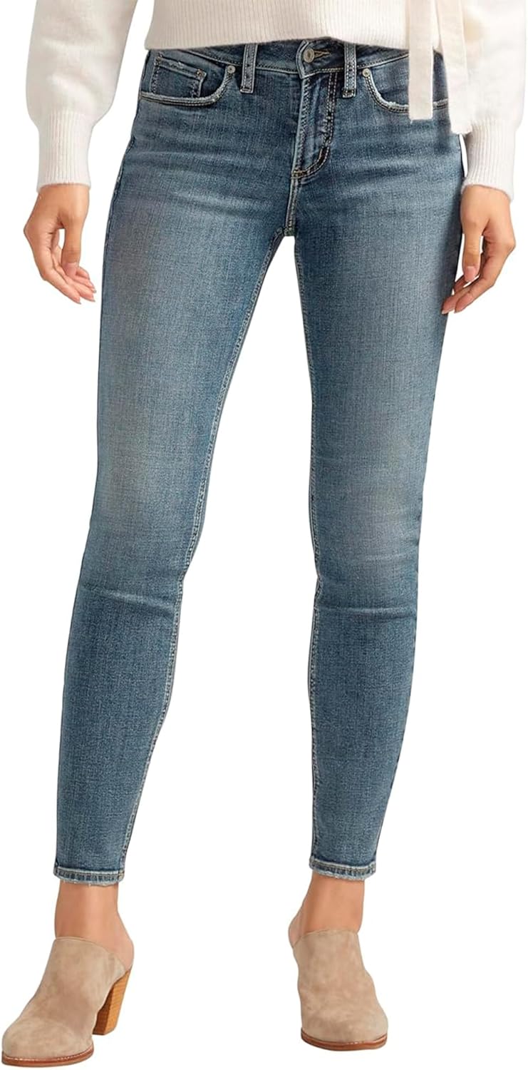 Silver Jeans Co. Women's Suki Mid Rise Curvy Fit Skinny Jeans