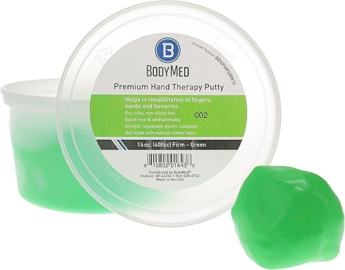 Miniatura 2 de BodyMed Masilla de terapia de manos premium, verde, 16 onzas, masilla de terapia firme y fortalecedora para rehabilitación física