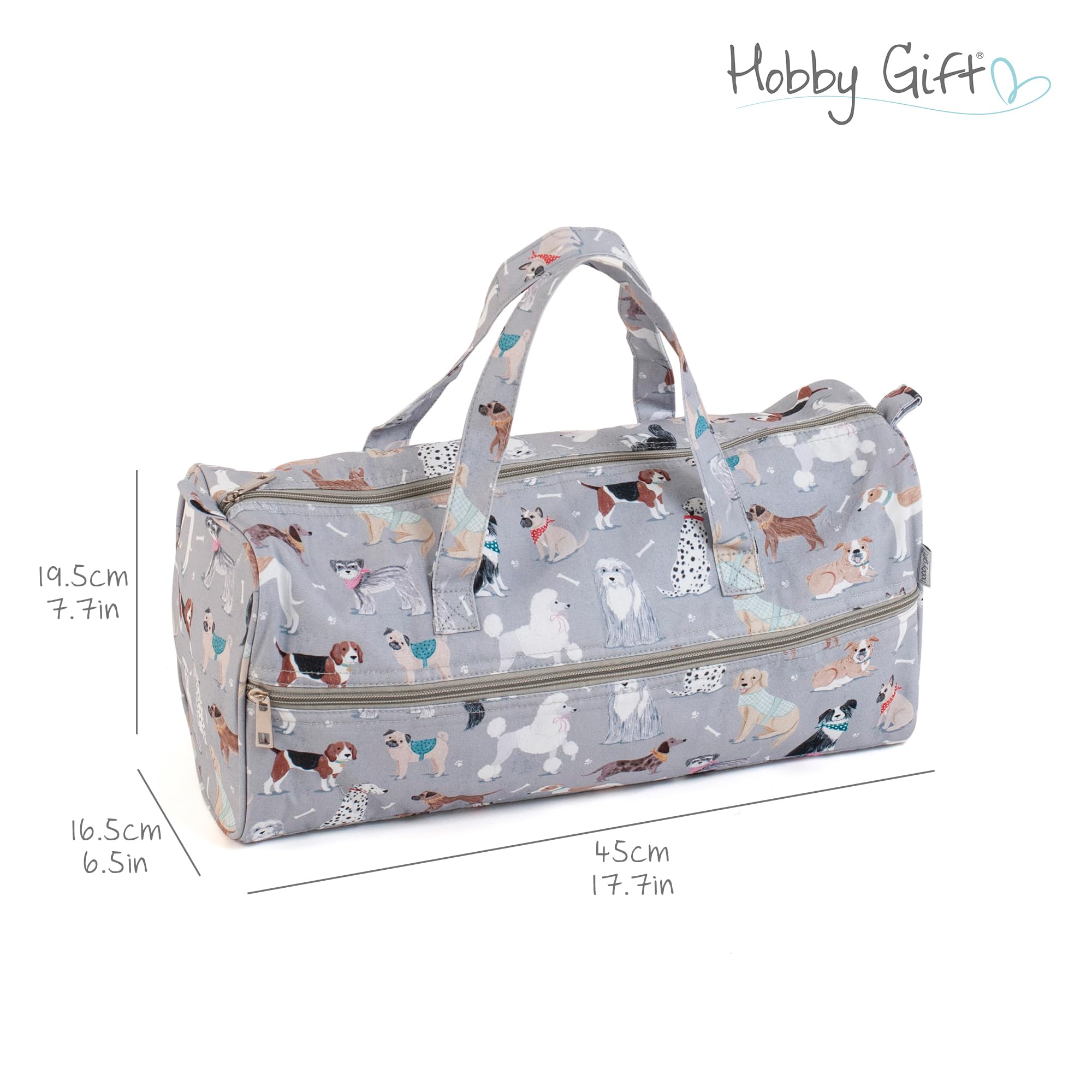 Hobby Gift Borsa Media per Maglia con Zip Frontale a Lunghezza Intera, Borsa Organiser per Uncinetto e Lavori a Maglia con Scomparti per Filati e Accessori
