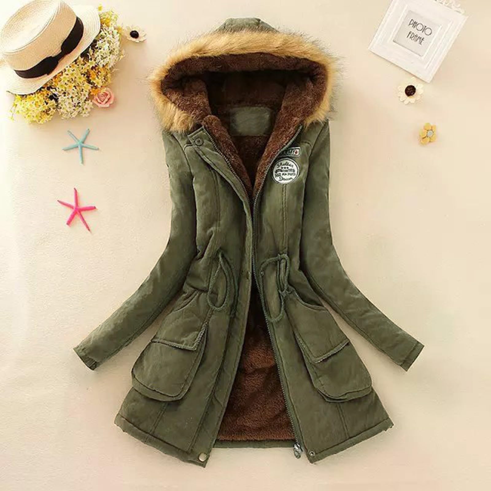 Generisch Abrigos de invierno para mujer, talla grande, forro polar acolchado, chaqueta con capucha gruesa con cremallera y ropa exterior acolchada