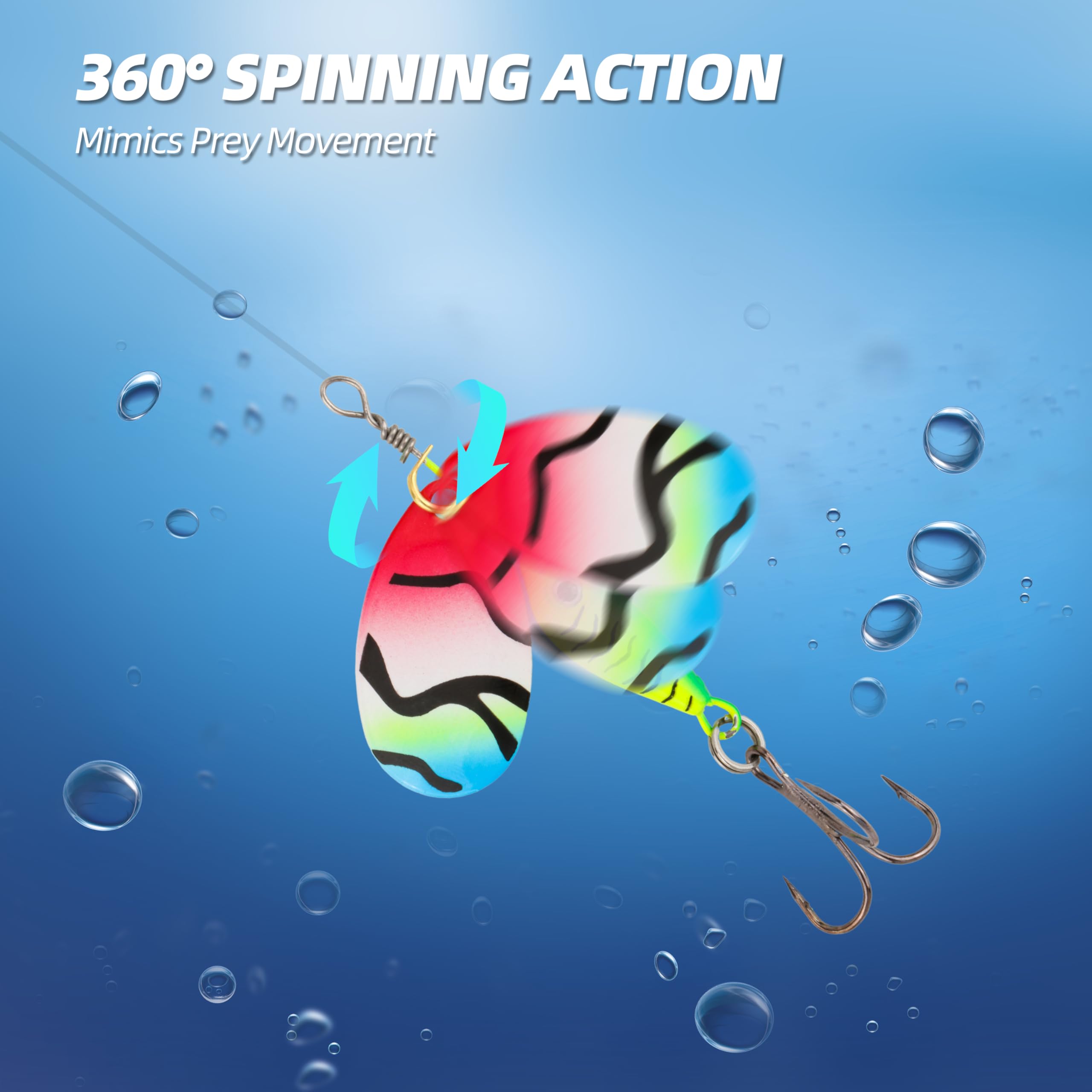 Inline Spinner Bait – Esche a forma di pesce Spinnerbait confezione da 5, rotazione a 360° con lame riflettenti, perfette per pesca d'acqua dolce e salata, bersaglio spigola, trota, luccio, pesce