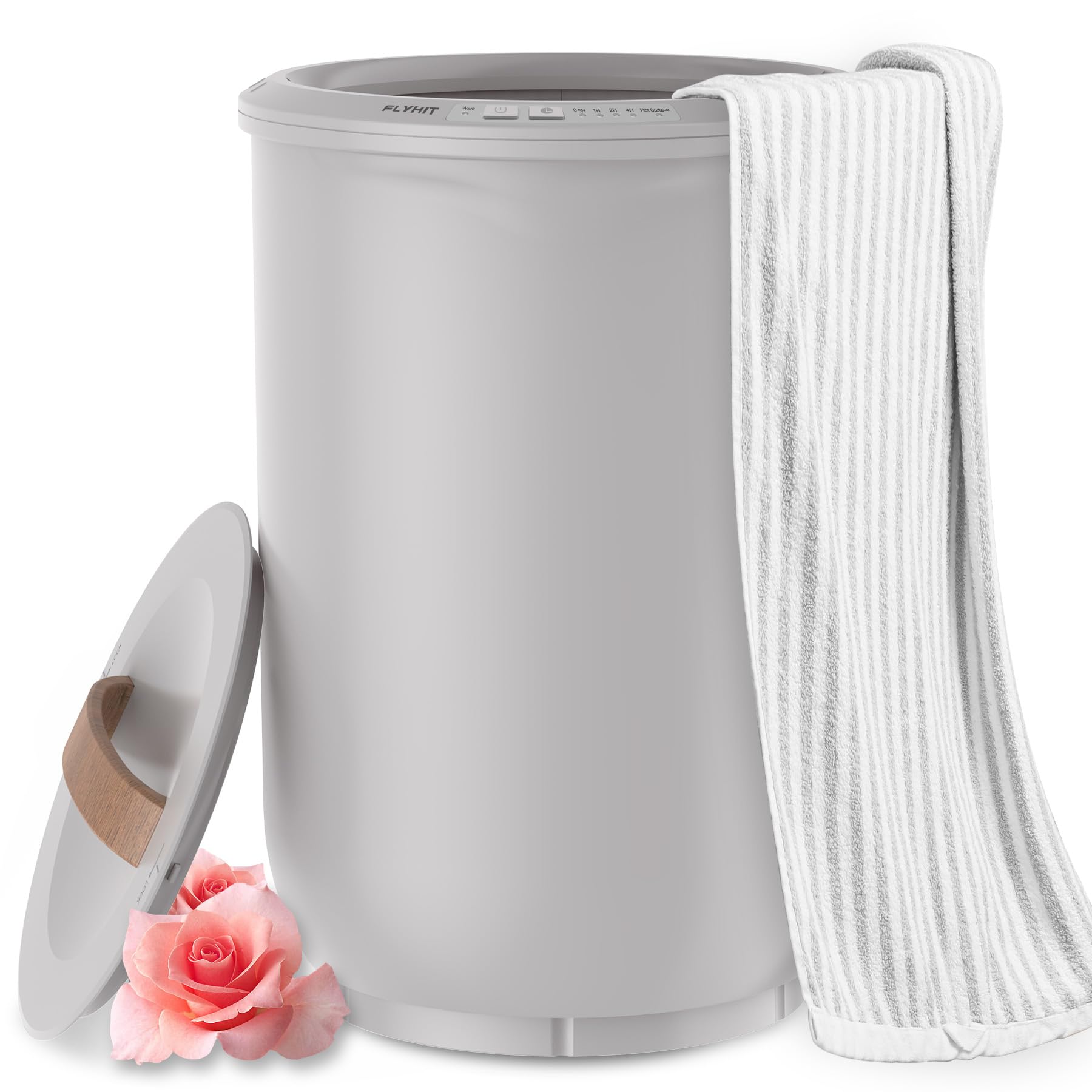 Luxury Bucket Style Towel Warmer, FLYHIT Large Towel Warmer, Auto Shut Off, Fits Up to Two 40"X70" Oversized Towels,Bathrobes, Bucket Bath Towel Warmers for bathrooms, Pools and Spa(20L, Gray)