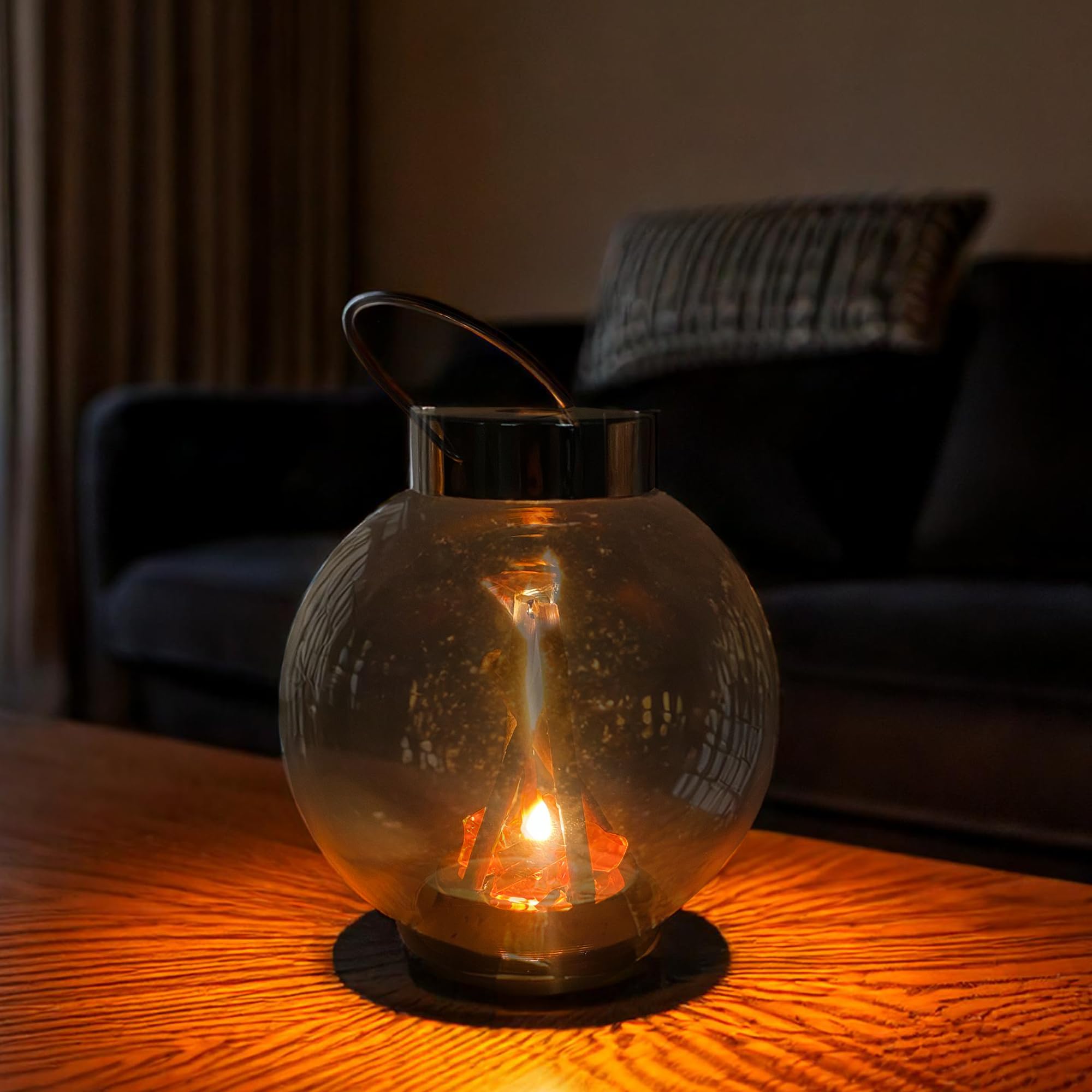Cello Gleneagles Campfire LED Round Lantern, USB Powered, Realistic Flame Effect, Flameless Decoration Light