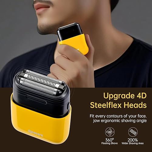 Miniatura 4 de Mini afeitadoras eléctricas de acero para hombres Mini maquinilla de afeitar eléctrica mejorada, afeitadora de viaje portátil con resistencia al