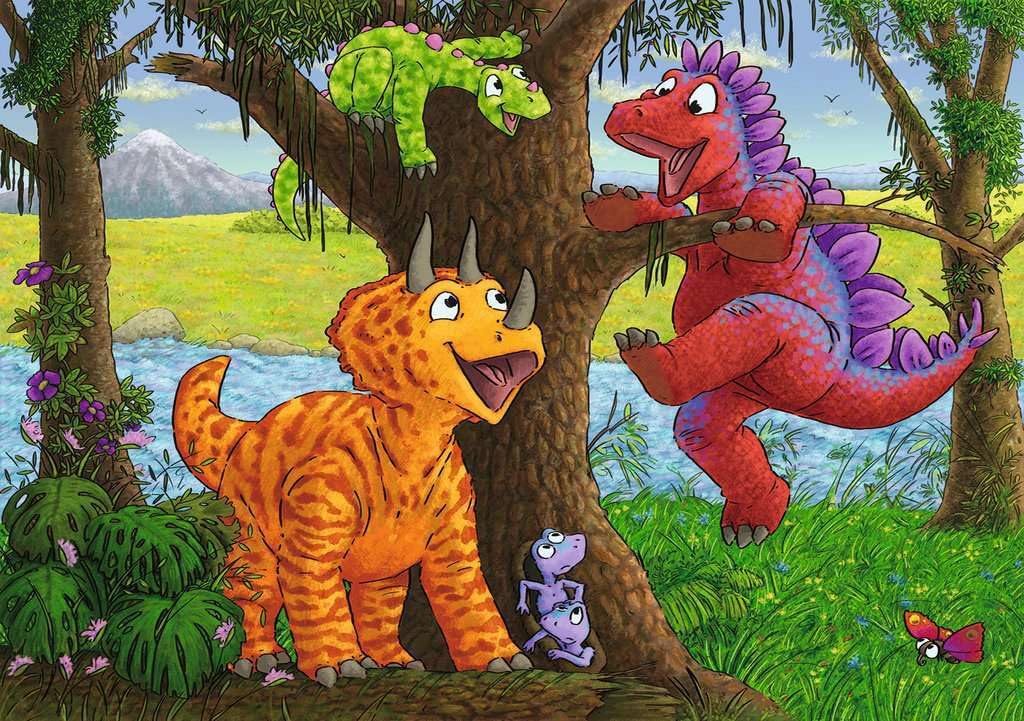 Ravensburger Puzzle 2 X 24 Pièces – Jouant Aux Dinosaures – Dès 4 Ans – Mini-affiches Incluses – Bois Durable