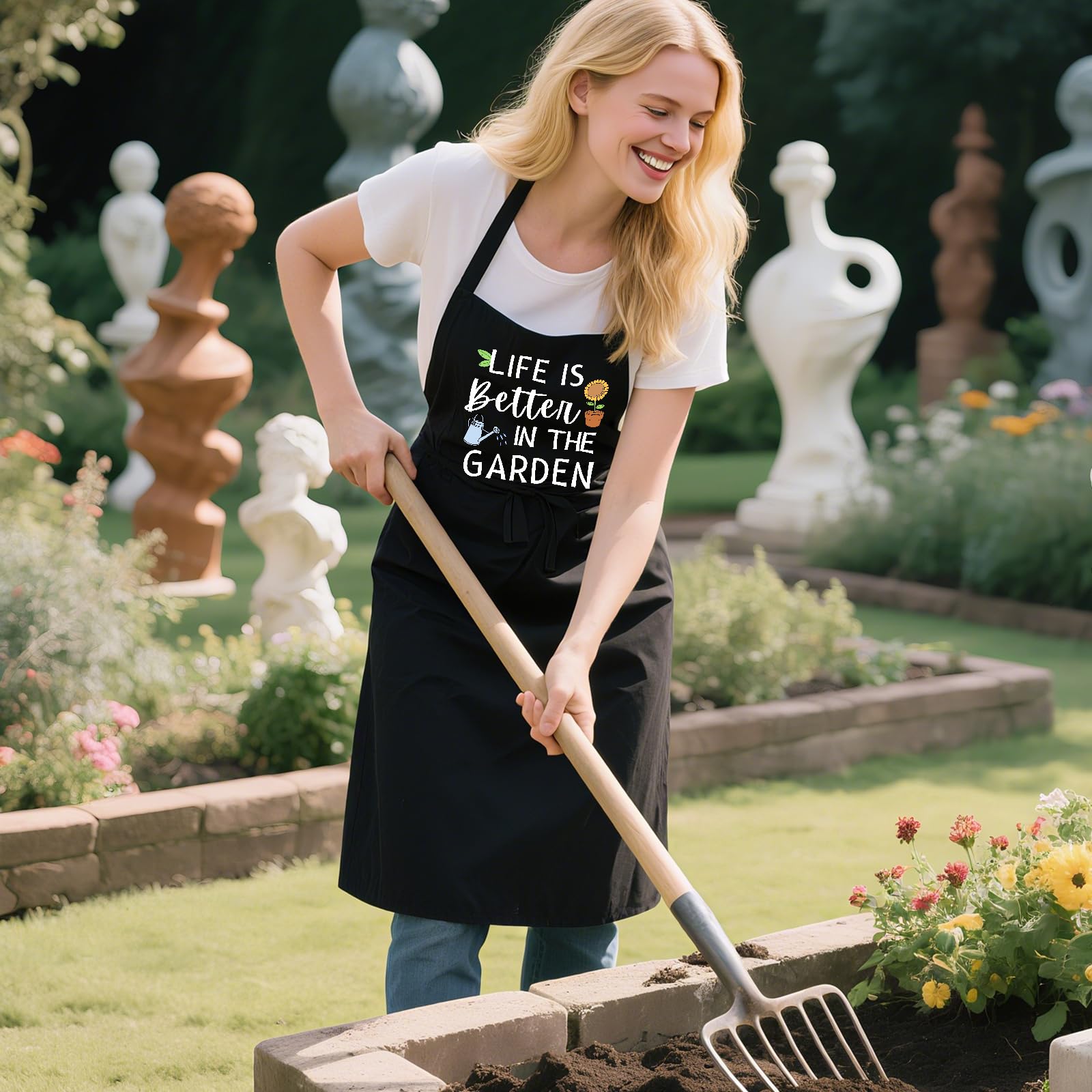 Delantal de jardinería para mujer con bolsillos, ajustable, divertido delantal de jardín, regalo para jardinero, mamá, esposa, amante de las plantas