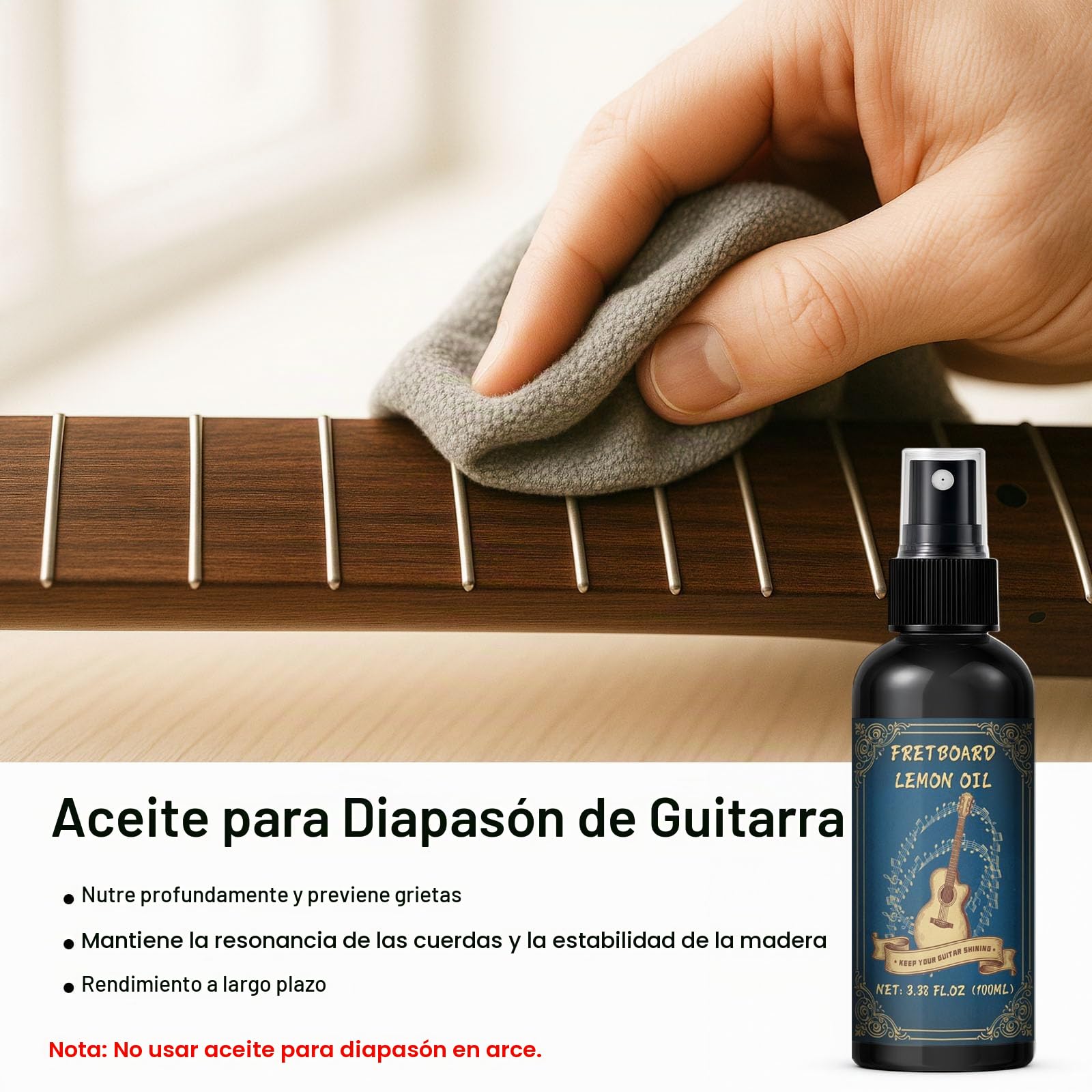 1DFAUL Juego de mantenimiento y limpieza para guitarra de 9 piezas con limpiador de guitarra, pulidor, aceite para diapasón y aceite para cuerdas, para todos los tipos de guitarra, ideal para