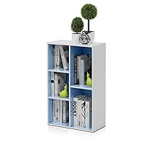 Furinno Luder Scaffale aperto reversibile a 5 cubi, Bianco/azzurro