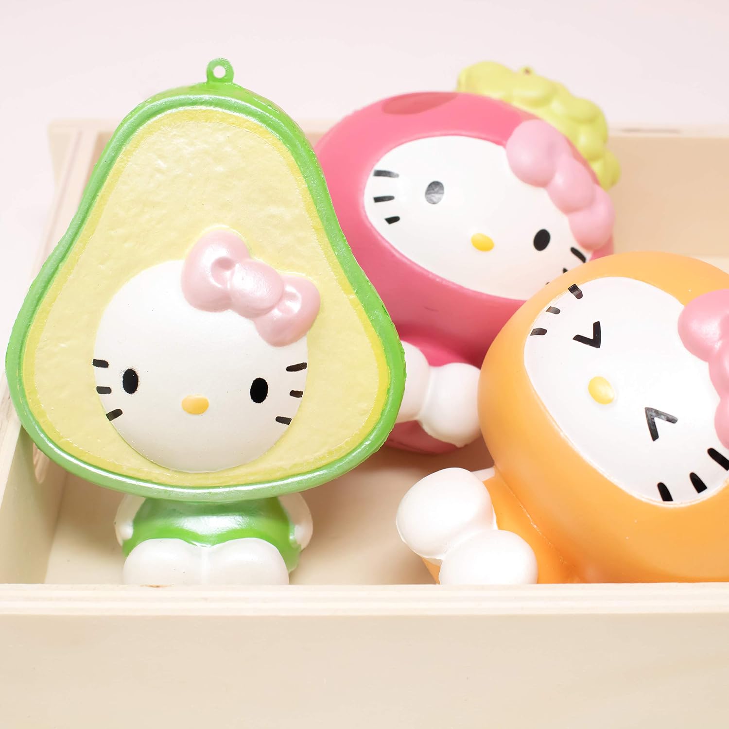 Sanrio Hello Kitty Fruit and Veggie Slow Rising Cute Squishy Toy Keychain Birthday Gifts, Party Favors, Stress Balls for Kids, Boys, Girls - Avocado