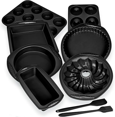 Miniatura 9 de Bandeja de moldes de silicona antiadherente 9 en 1, bandeja para hornear galletas, sin BPA, resistente al calor, kit de herramientas para pan, pan,