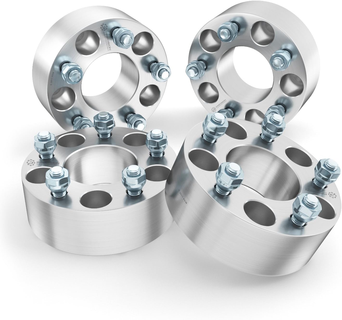 2.5 inch Hubcentric Wheel Spacers No Lip - 5x4.75 to 5x4.75, 70.5mm Bore, 12x1.5 Studs Nuts - Compatible with Chevy Blazer Camaro Corvette S10 GMC S15 Jimmy Pontiac Trans Am - Silver Adapters 4pcs