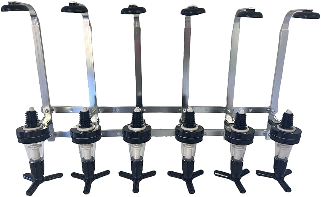 4/6 Bottle Alcohol Spirit Measure Drink Dispenser Bar Butler Home Bar Garage Man Cave Set Wall Bracket plus 4 x 25ml Traditional Optics (6 Bottle)