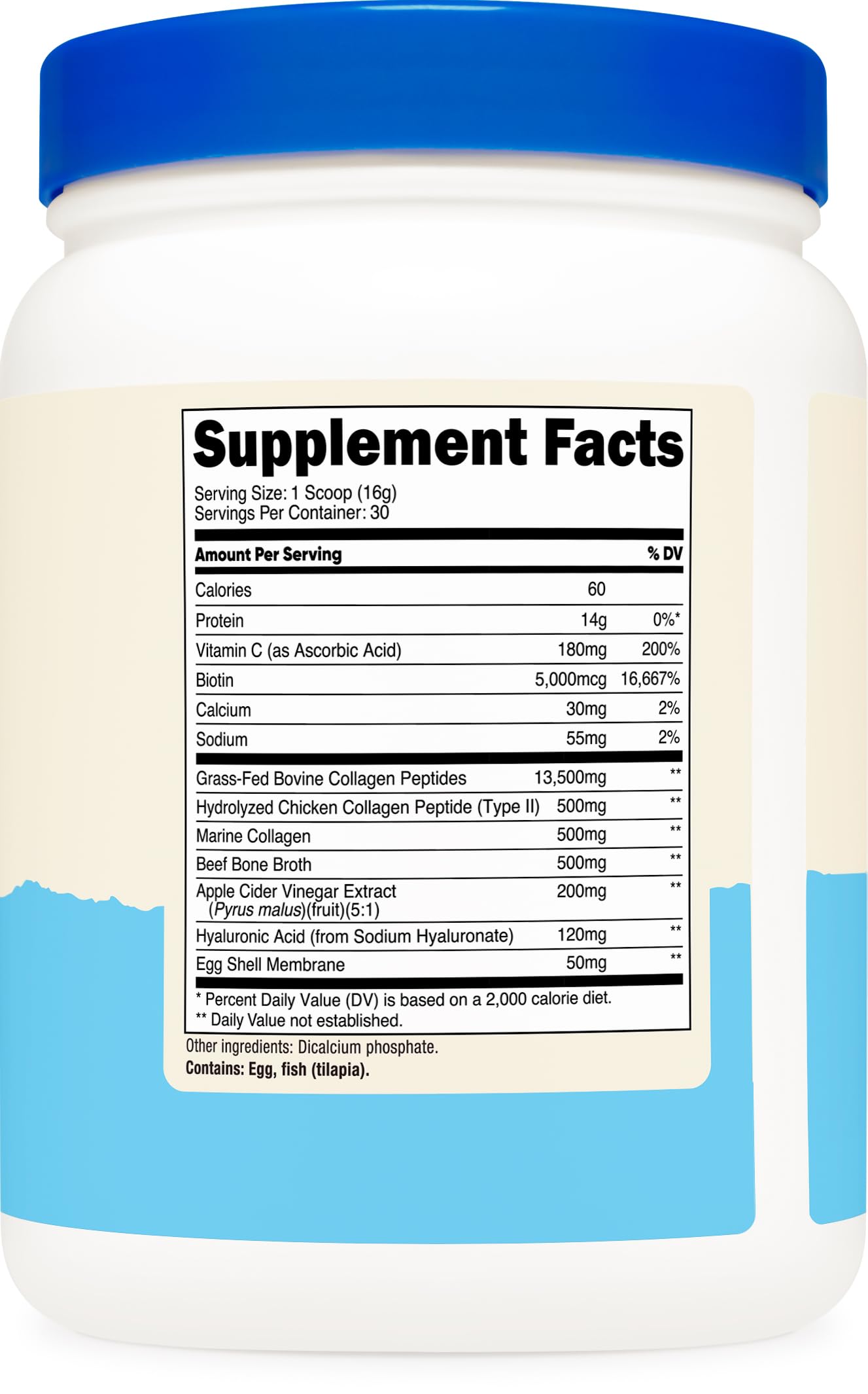 Nutricost Multi Collagen Protein Complex (Unflavored, 30 Servings) - Hair, Skin and Nails Supplement with Biotin, Hyaluronic Acid, and Collagen Peptides