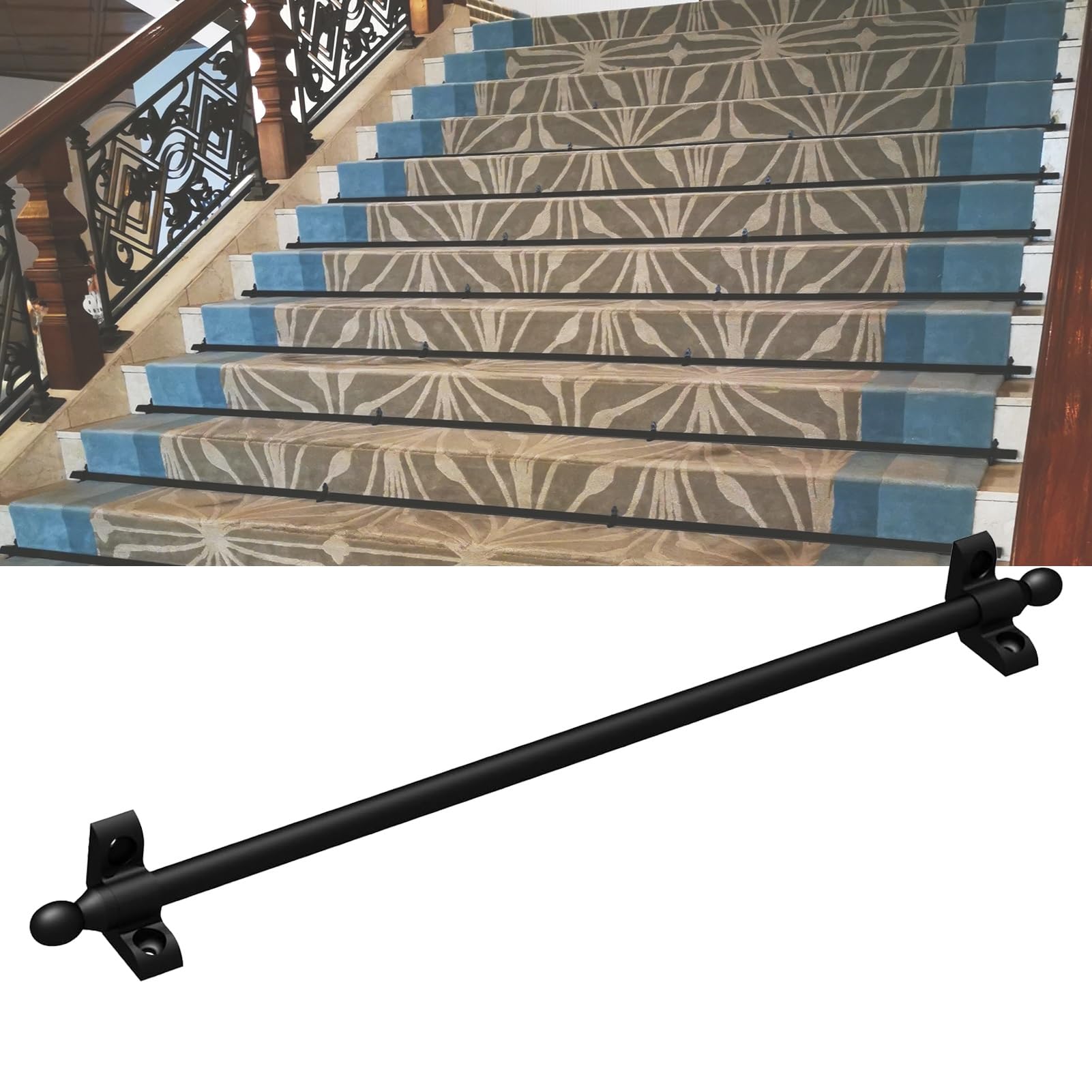 Barras de escalera para alfombras en latón minimalista con soportes fijas de estilo ovalado
