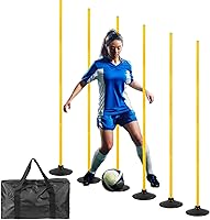 6-Pack 5FT Adjustable Agility Training Poles for Soccer, Basketball, Football, Dog & Horse - Speed Drills with Rubber Bases & Bag