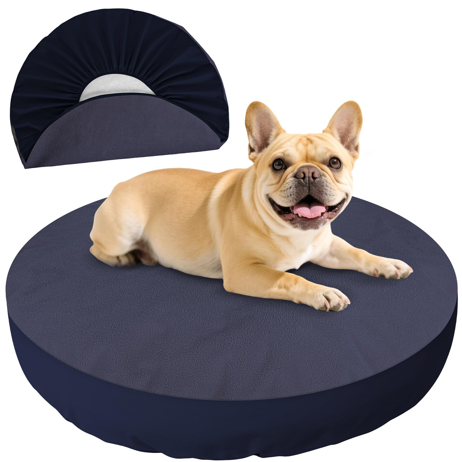 ALWZ-RDY Dog Bed Covers Replacement Washable for Round & Donut Dog Bed 100% Waterproof Dog Bed Sheets Soft & Noiseless Pet Bed Cover 30" x 30" x 9.8" Blue