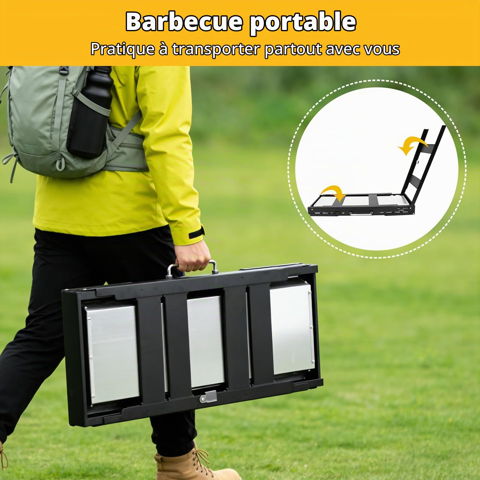 Barbecue Charbon de Bois Pliable et Portable