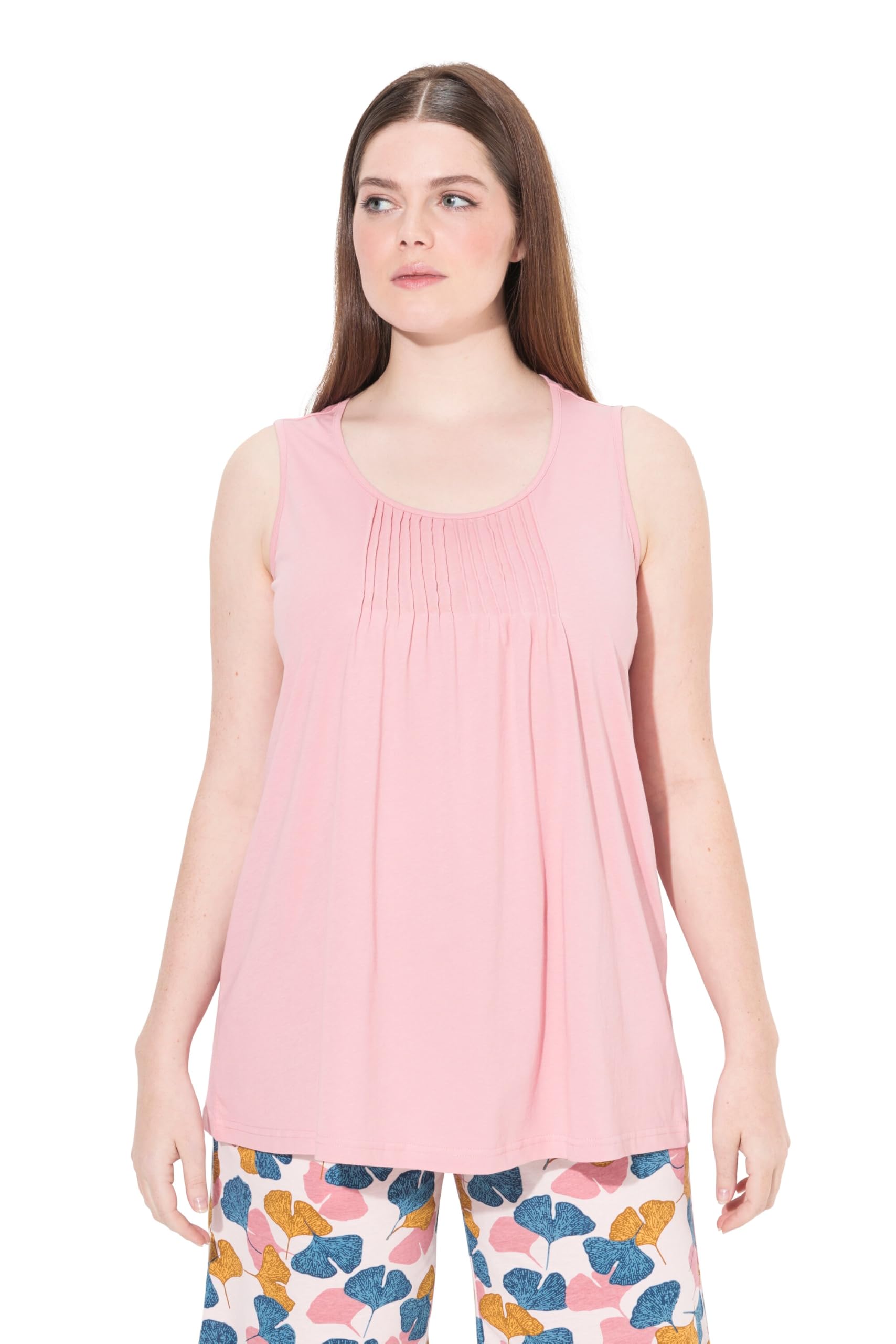 Ulla Popken Damen Pyjama Shirt Sleeveless Pintucks Pyjama Shirt Sleeveless Pintucks (1er Pack)