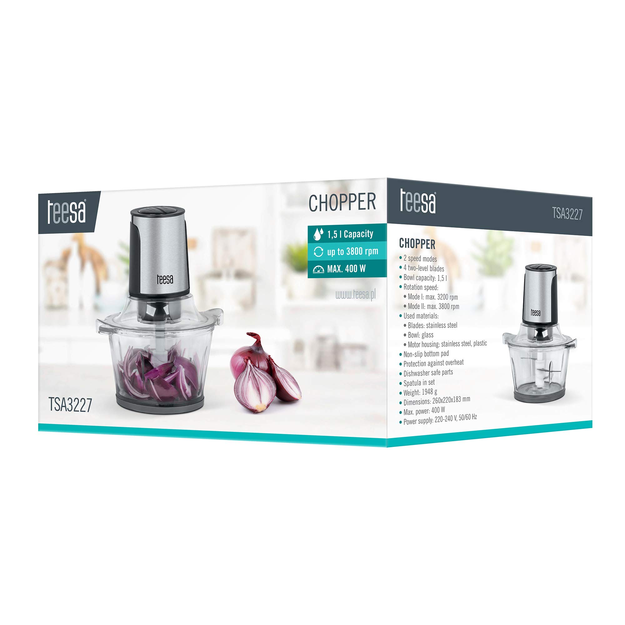 Picadora con cuenco de cristal 1,5 l 400 W / TSA3227